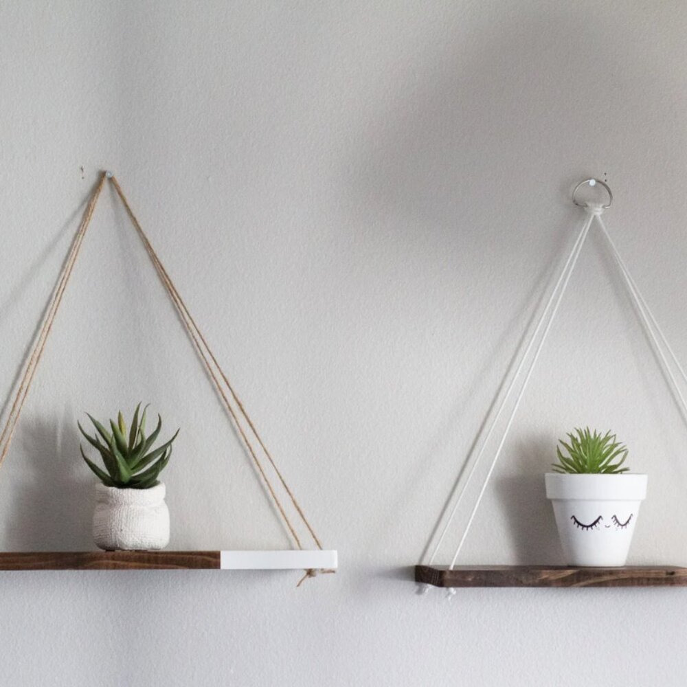 Two Tone Hanging Floating Shelves - new